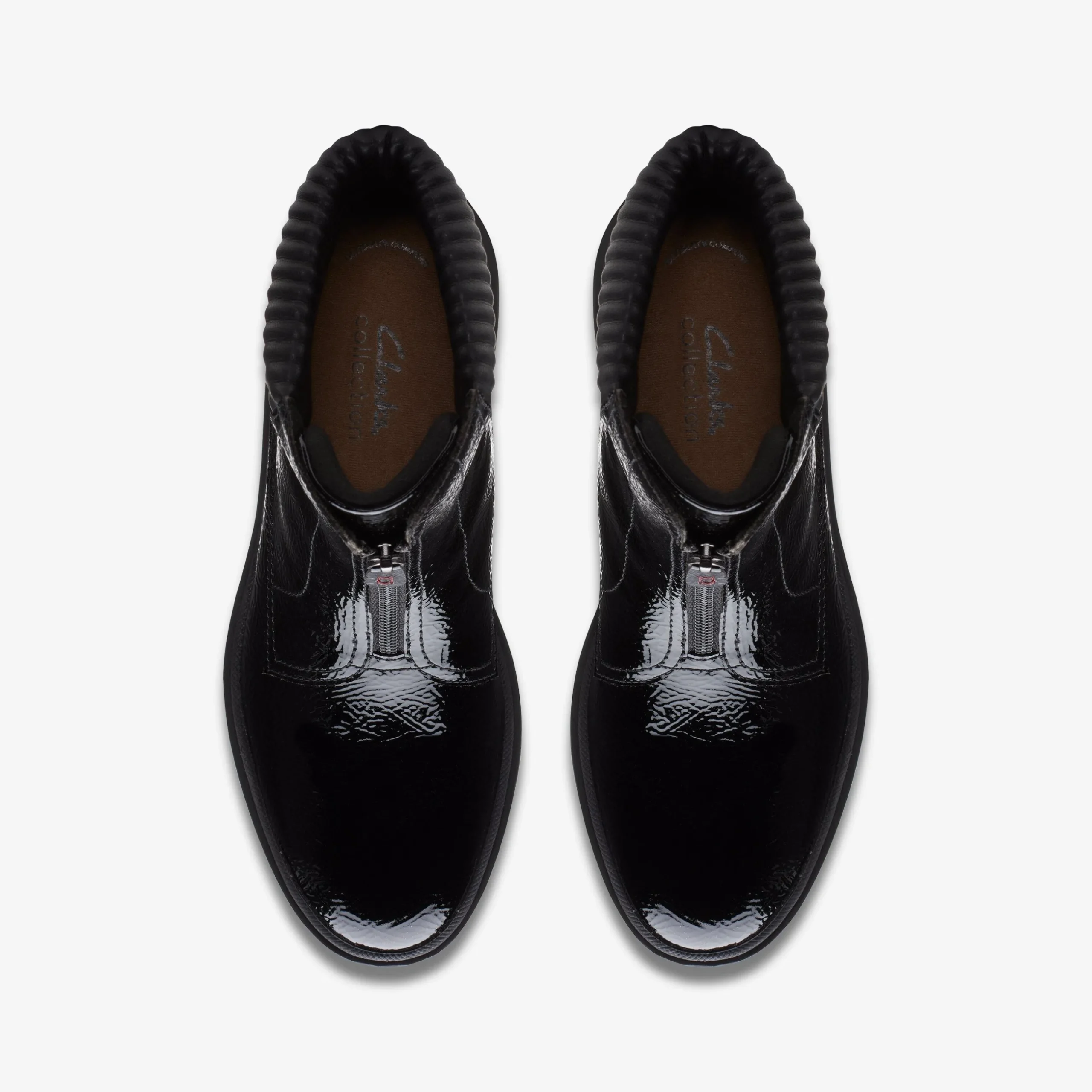 Calla Zip Black Crinkle Patent|Clarks Clearance