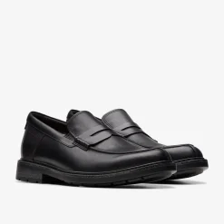 Un Shire Step Black Leather|Clarks Hot